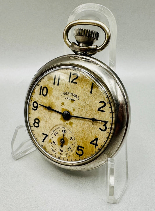 Vintage Ingersoll Crown Pocket Watch - Working - Made in USA