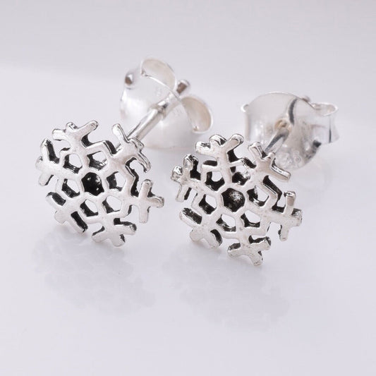 Brand New 925 Sterling Silver Snowflake Stud Earrings