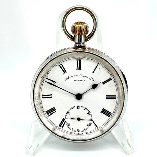 Antique Silver Pocket Watch – Ashford & Davis Ltd, Ealing – 1909 – Working