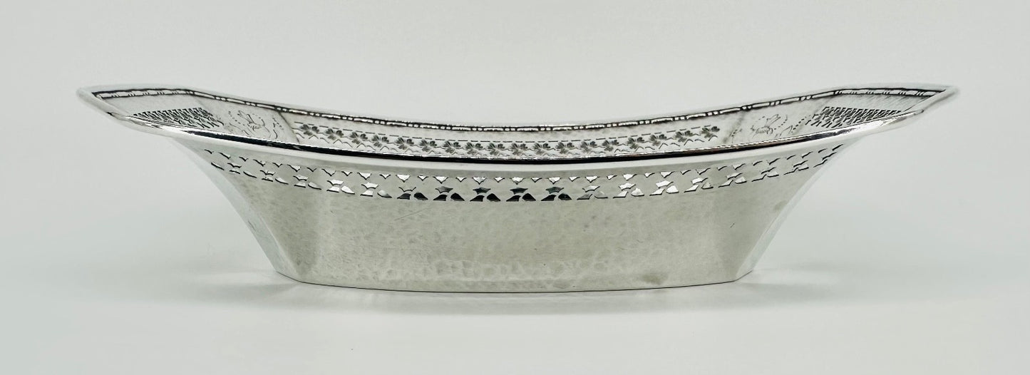Antique American Sterling Silver Dish – Pierced & Hammered Design – Webster Co.