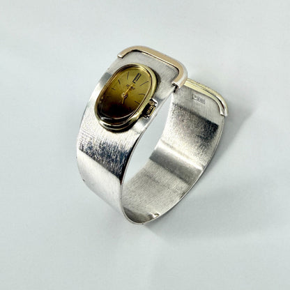 Vintage Le Paix 925 Sterling Silver Bangle Watch – Swiss Quartz – c.1970s