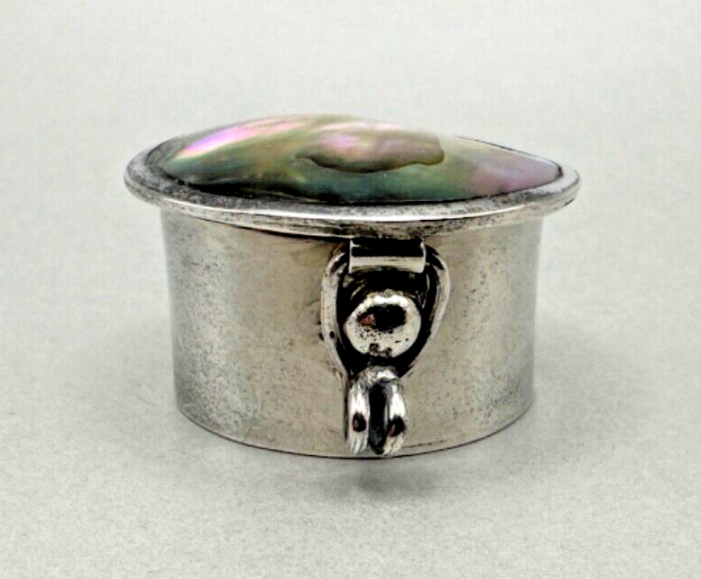 Vintage Silver Pill Box - TM-269 Mexico 925 with Abalone Lid