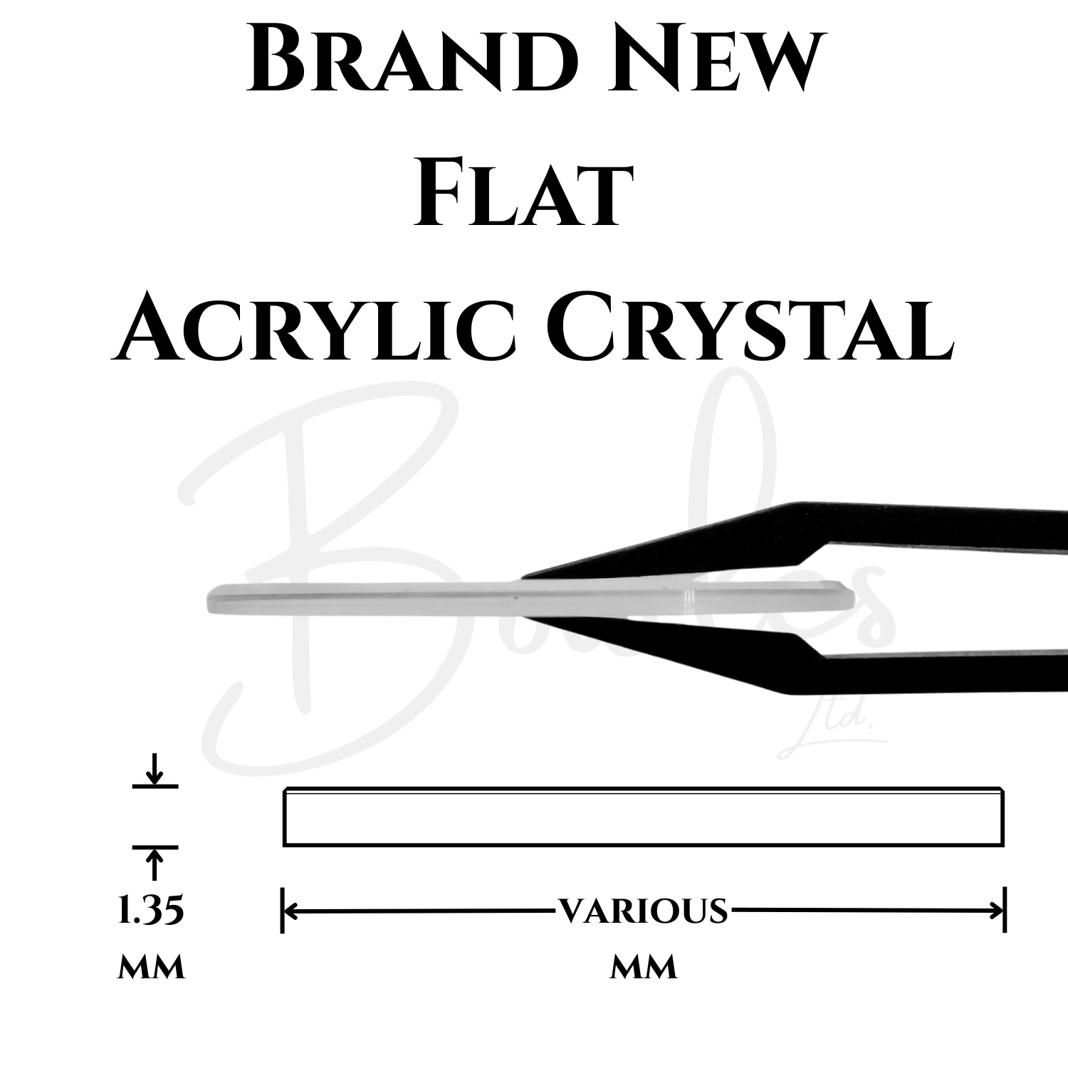 Flat Acrylic Watch Crystal 1.35mm Thick, 16.2mm - 32.8 mm Diameter