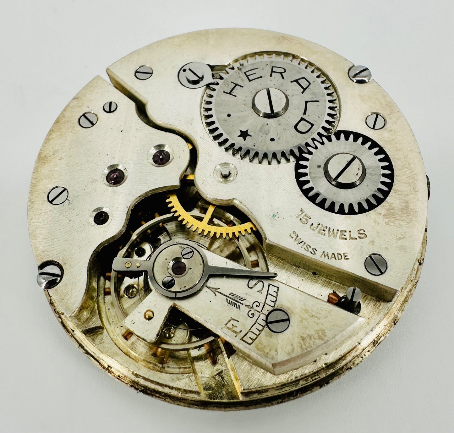 Antique “Herald” Swiss Pocket Watch Movement – 15 Jewels, 43mm – Working