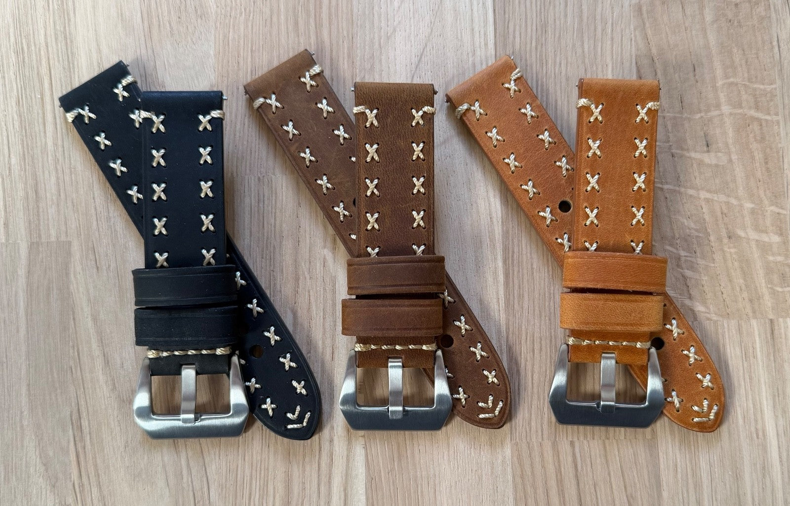 Brand New Handmade Luxury Crazy Horse Stitched Genuine Leather Watch Strap