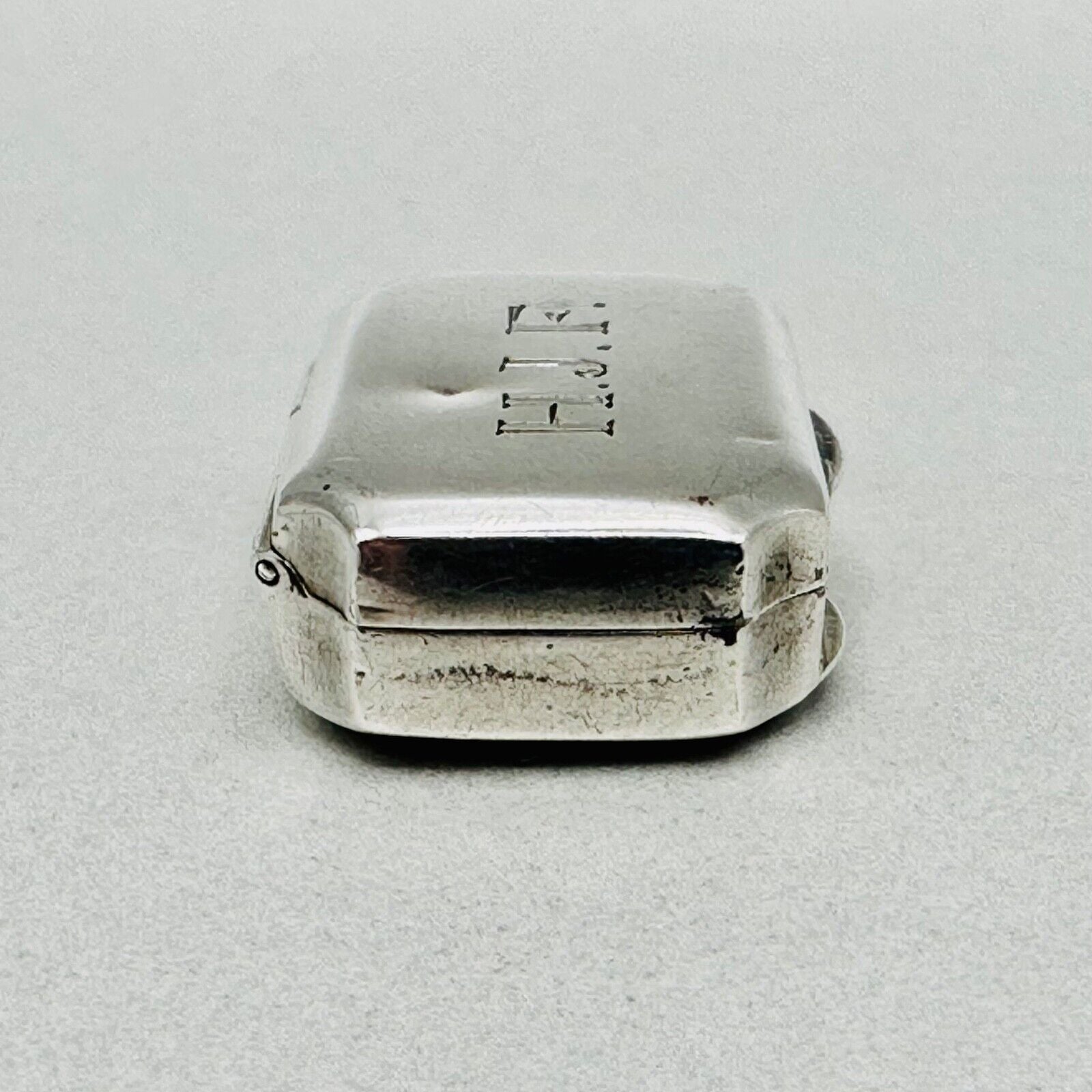 Antique German 835 Silver Pill Box - Mayer Martin – Hallmarked - Engraved H.J.F