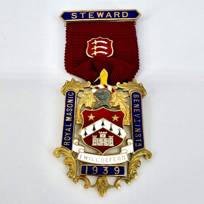 Vintage Silver Gilt Masonic Badge – Royal Masonic Benevolent Instn 1939