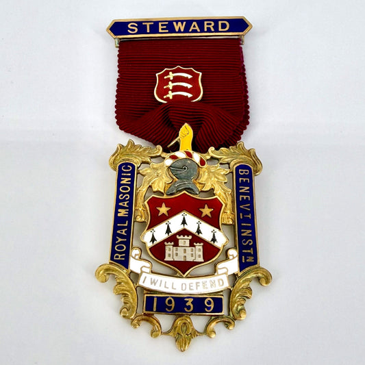 Vintage Silver Gilt Masonic Badge – Royal Masonic Benevolent Instn 1939