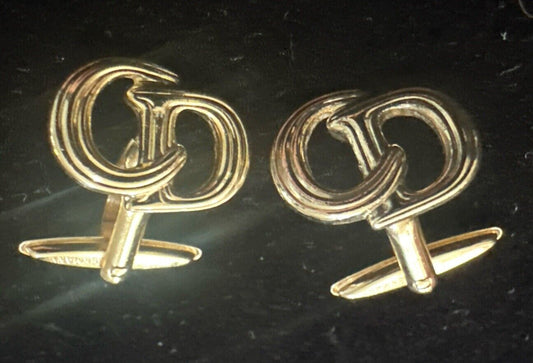 Christian Dior Gold CD Monogram Cufflinks - Vintage 1980's