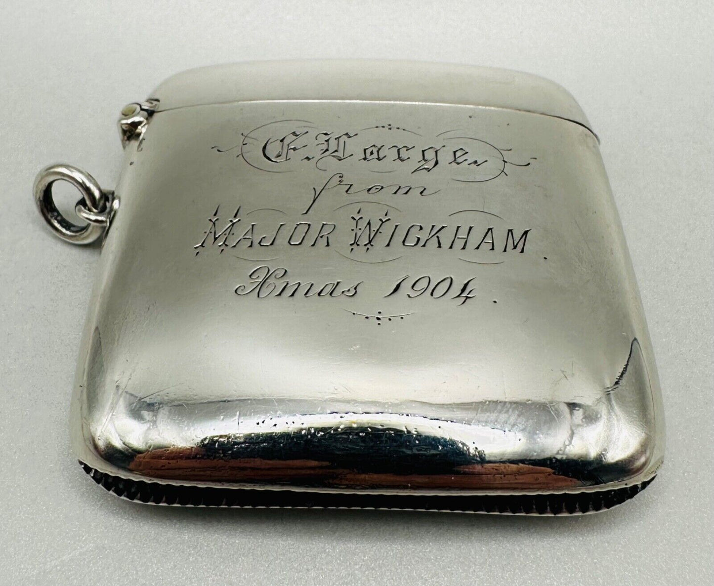 Antique Silver Curved Vesta Case - Birmingham 1900