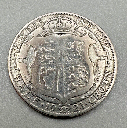 1923 George V Silver Half Crown Coin - 0.500 Silver - 13.53g - British Coinage
