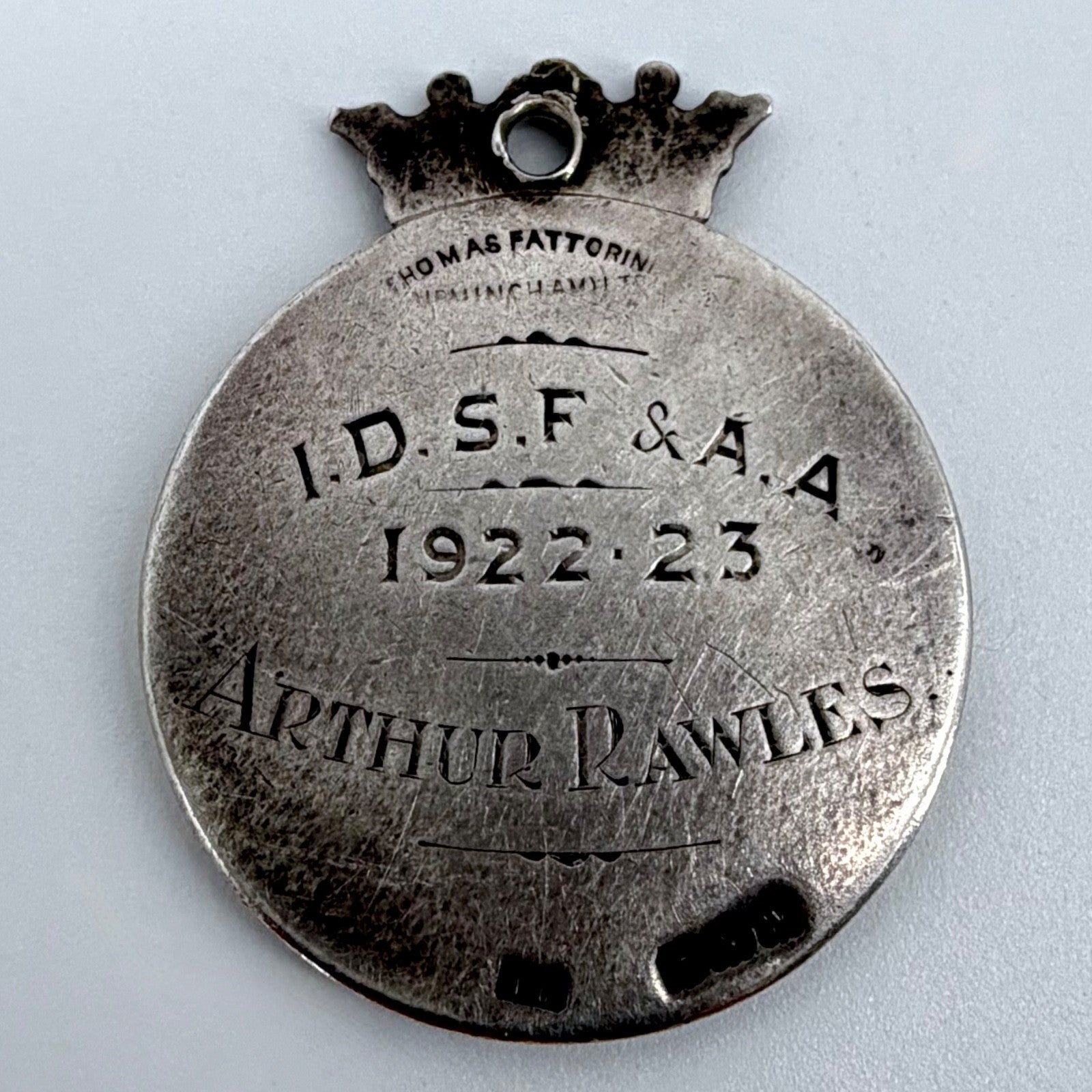 Antique Silver Football Fob Medal – Birmingham 1921 – Thomas Fattorini