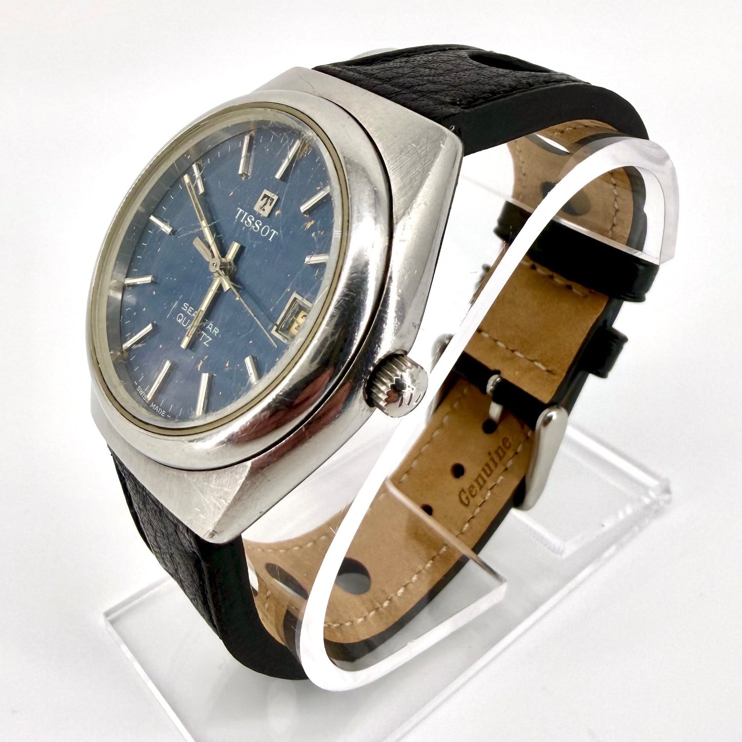 Vintage Tissot Seastar Quartz Watch 2030 Movement – Blue Dial – 1970s