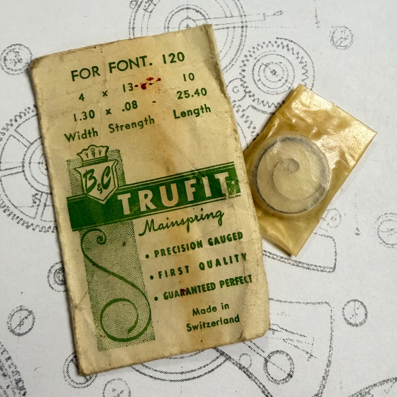 B&C Trufit Mainspring – For Font. 120 – 1.30 x 0.08 x 25.40 mm – Dennison 4 x 13