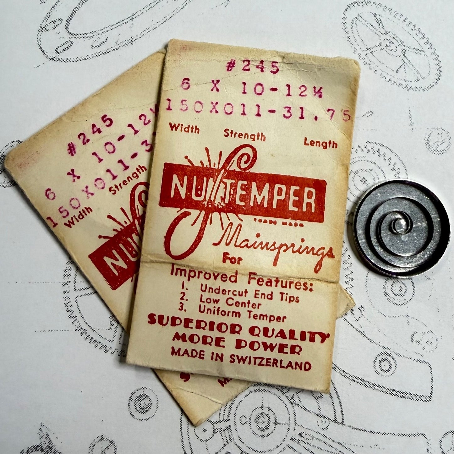 Nu Temper Mainspring No. 245 – 1.50 x 0.11 x 31.75 mm – Dennison 6 x 10