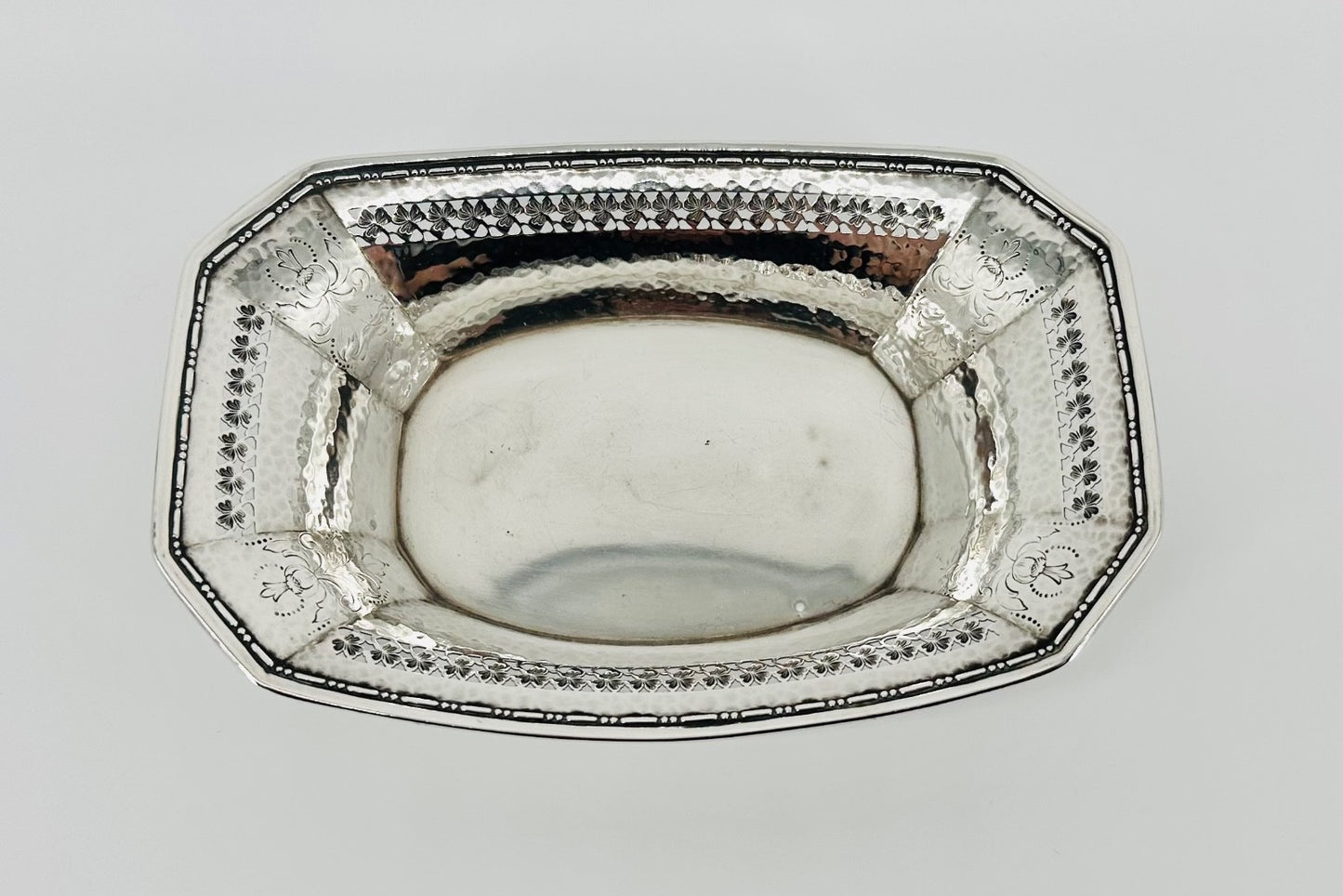 Antique American Sterling Silver Dish – Pierced & Hammered Design – Webster Co.
