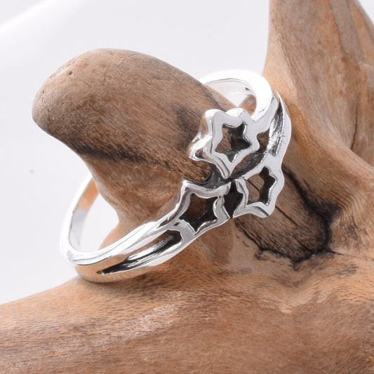 Brand New 925 Sterling Silver Triple Star Ring - Stylish, Unique Design