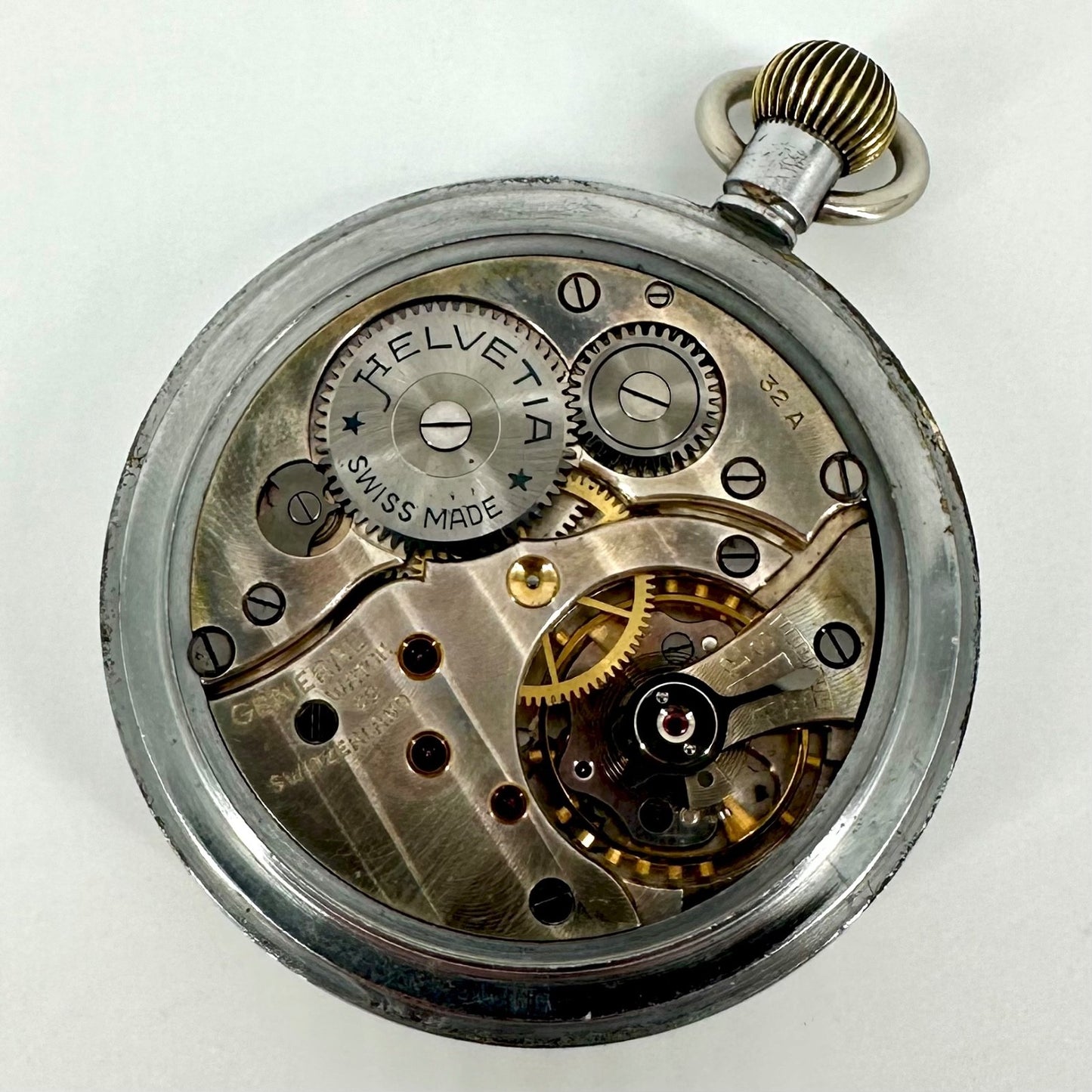 Vintage Helvetia 32A GS/TP Military Pocket Watch – WW2 Era – Swiss Made – 52mm