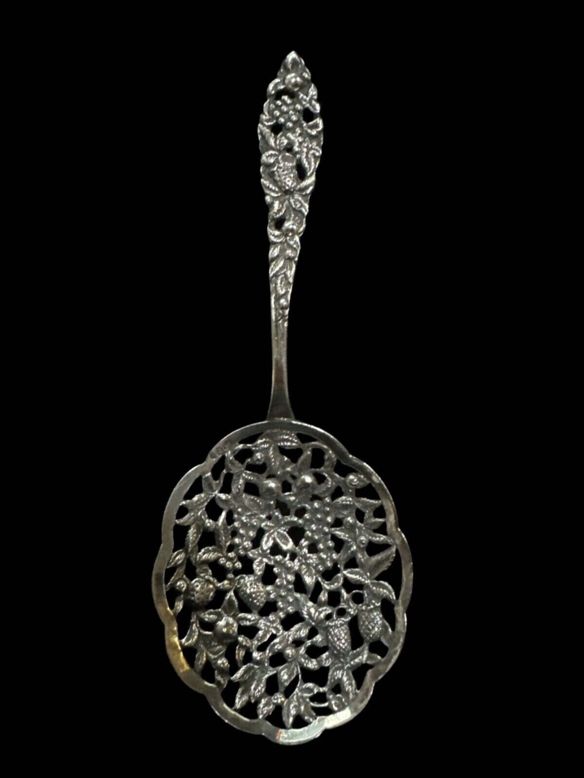 Antique Solid Silver Large Pierced Spoon - Dutch Hallmarks 1846