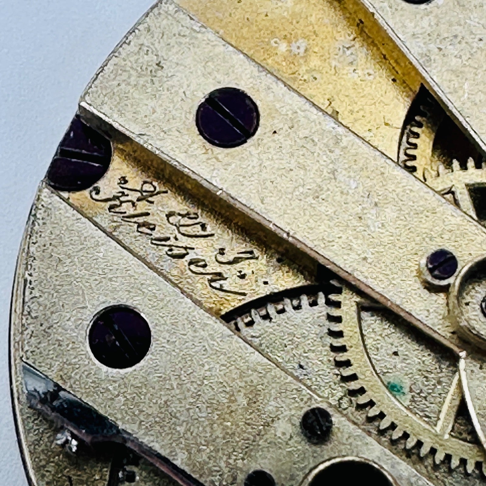 Antique A. & J. Kleiser Pocket Watch Movement, Key Wound, 33.4mm - Spares/Repair