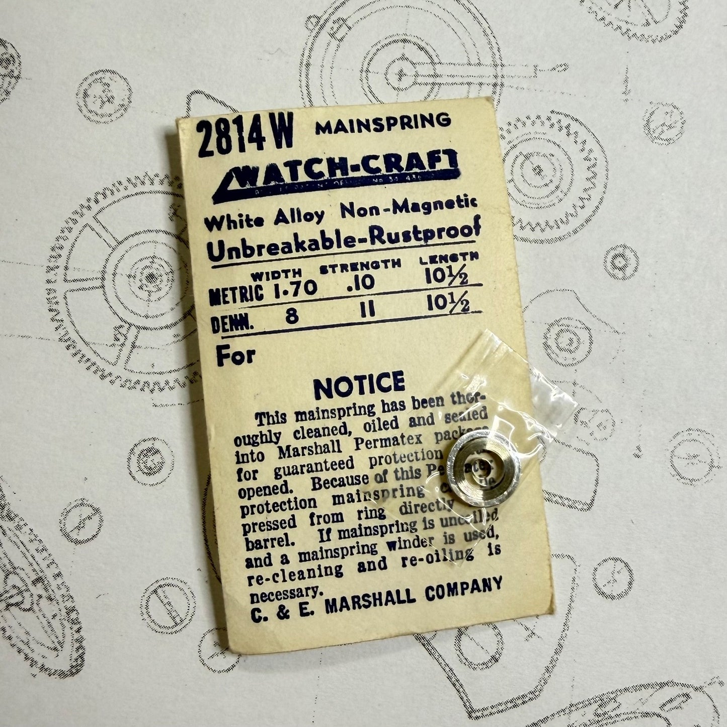 Watch-Craft Mainspring 2814W – 1.70 x 0.10 x 10½" – Dennison 8 / 11