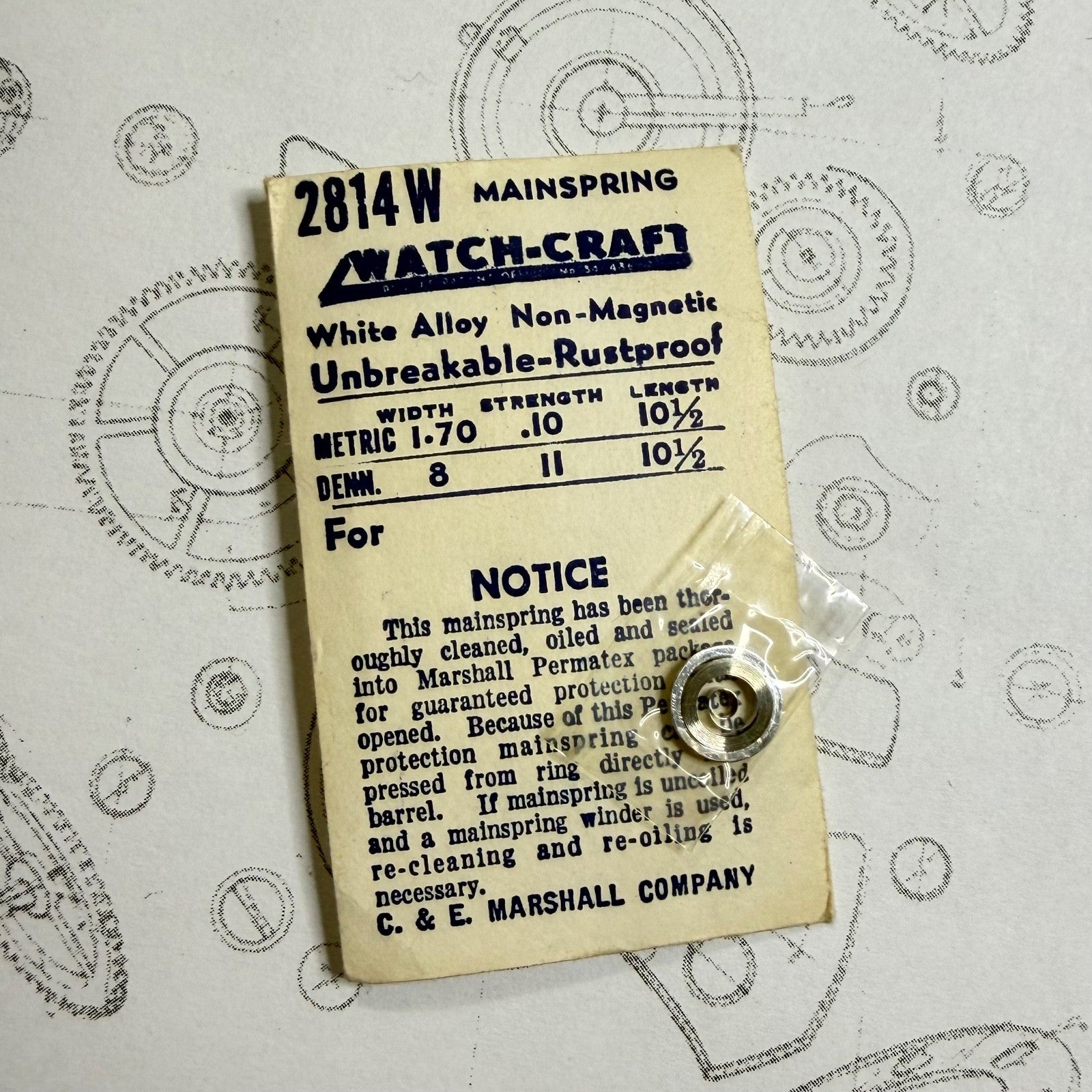 Watch-Craft Mainspring 2814W – 1.70 x 0.10 x 10½" – Dennison 8 / 11