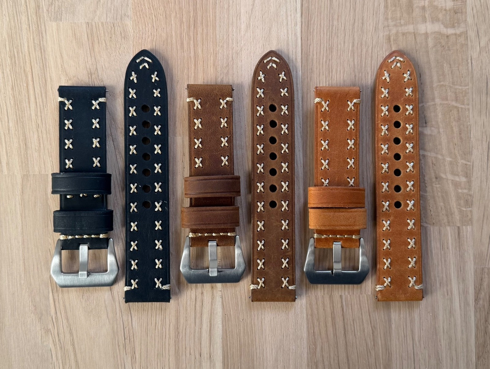 Brand New Handmade Luxury Crazy Horse Stitched Genuine Leather Watch Strap