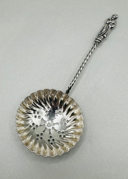 Victorian Sterling Silver Apostle Handle Sugar Sifter Spoon – Birmingham 1893