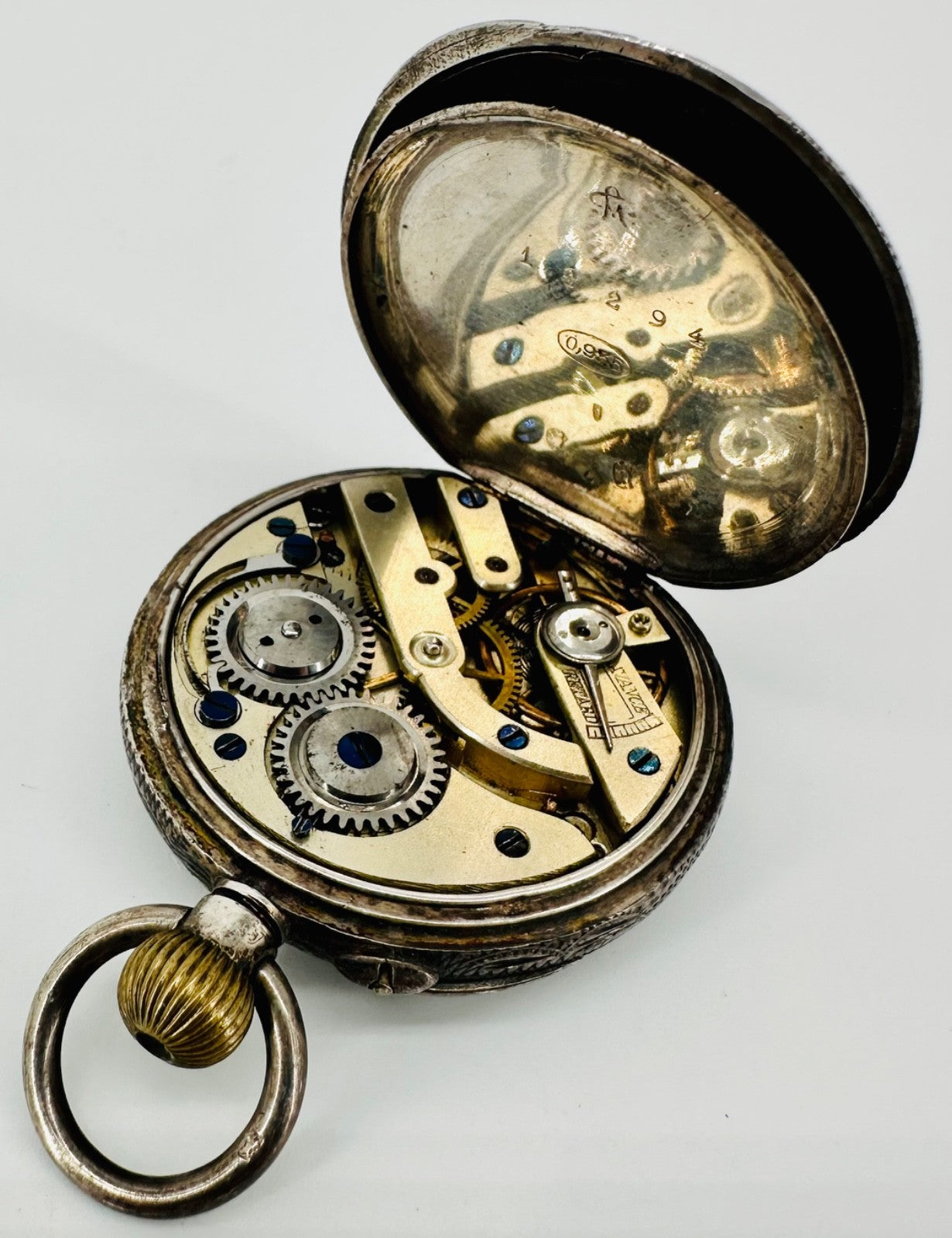 Antique Swiss 935 Silver Case Pocket Watch – Working