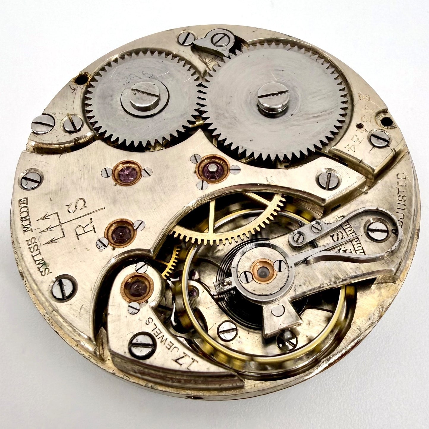 Antique Swiss Pocket Watch Movement – W.H. May, Rotherham & Sons - Working