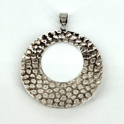 Sterling Silver Hammered Open Circle Pendant – 925 – Modern Design