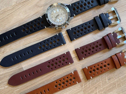 Brand New Luxury Rally Sports Smooth Leather Watch Strap - Genuine Calf Leather