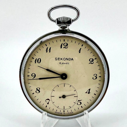 Vintage Sekonda 18 Jewel Pocket Watch – USSR – Working – 45mm