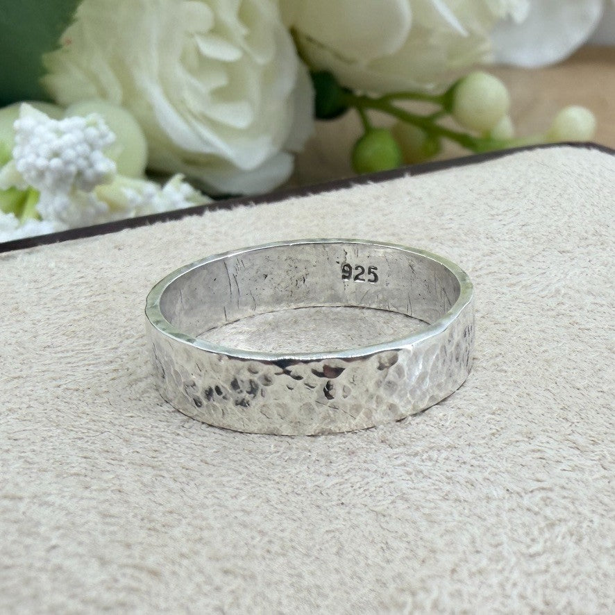 Vintage 925 Sterling Silver Rose Quartz Ring – UK Size Q – Rectangular Cabochon