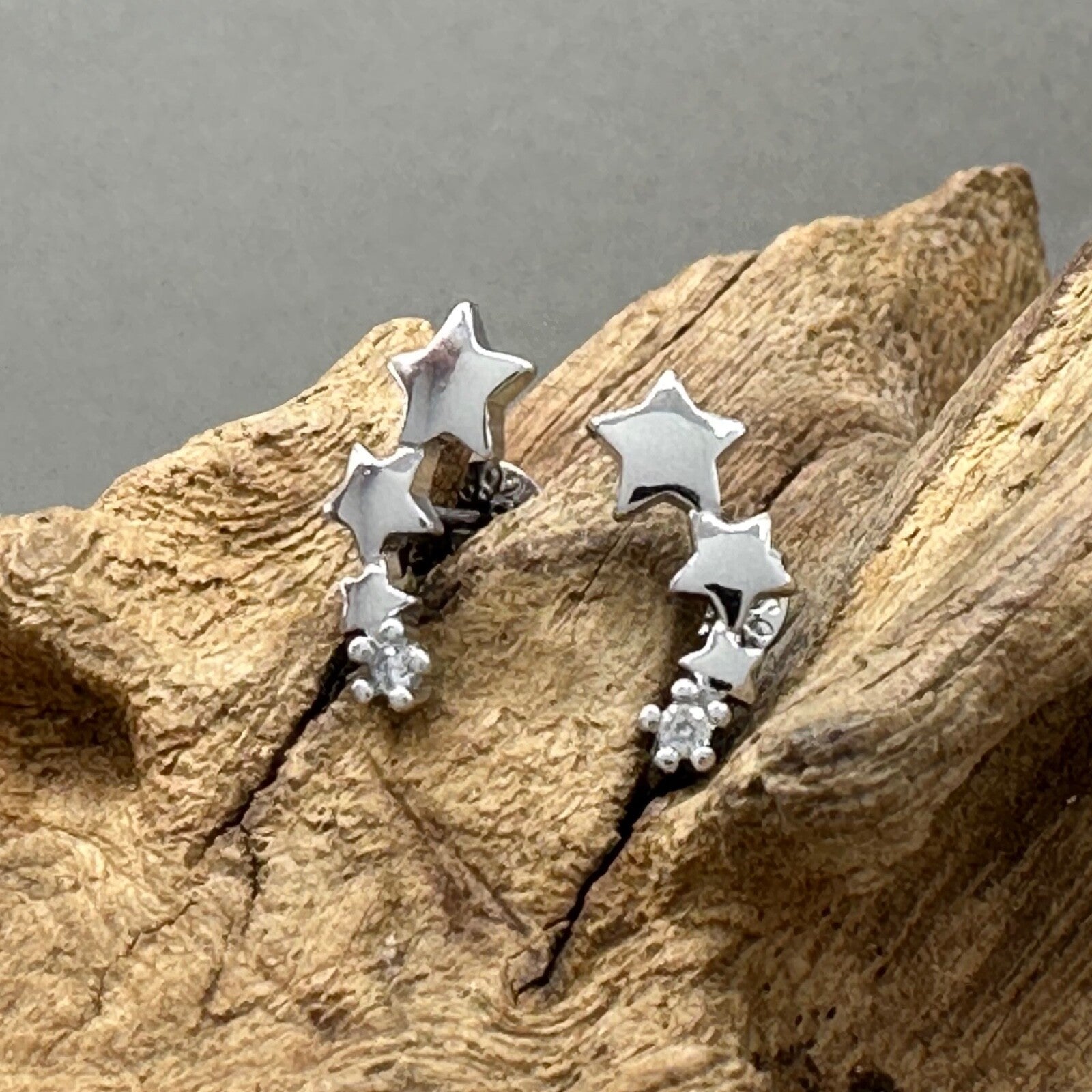 Brand New 925 Sterling Silver Triple Star Stud Earrings - Elegant, Modern Design