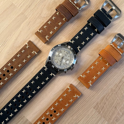 Brand New Handmade Luxury Crazy Horse Stitched Genuine Leather Watch Strap