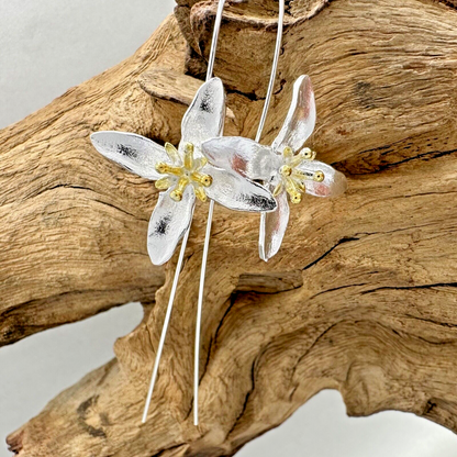 Elegant 925 Sterling Silver Handcrafted Flower Drop Earrings – Various Designs