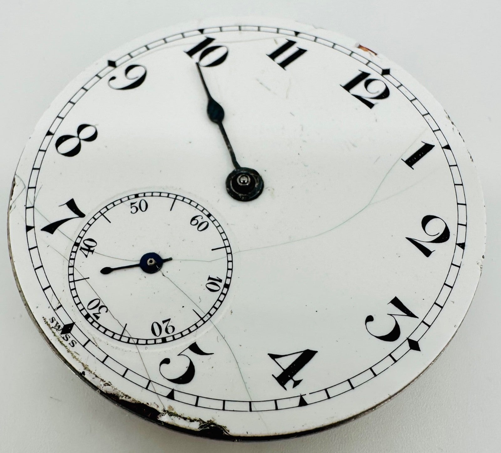 Antique Swiss Pocket Watch Movement – 43mm, 7 Jewels, UW Co.?, Spares/Repair