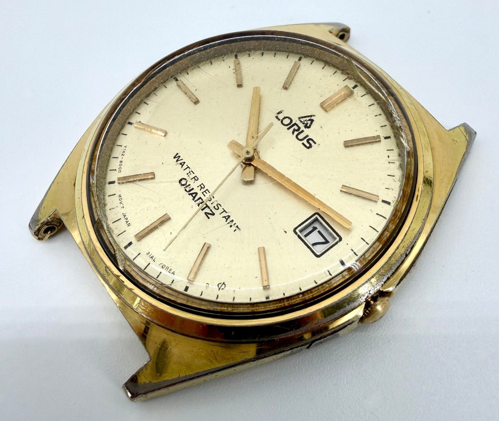 Vintage Lorus Quartz Watch – Gold Tone Case – Date – Working