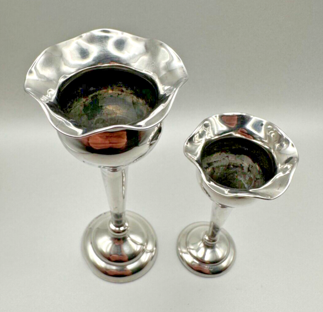 Pair of Antique Silver Vases - Birmingham 1917 Joseph Gloster