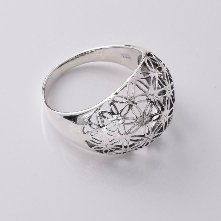 Brand New 925 Sterling Silver "Seed of Life" Ring - Intricate, Elegant Design