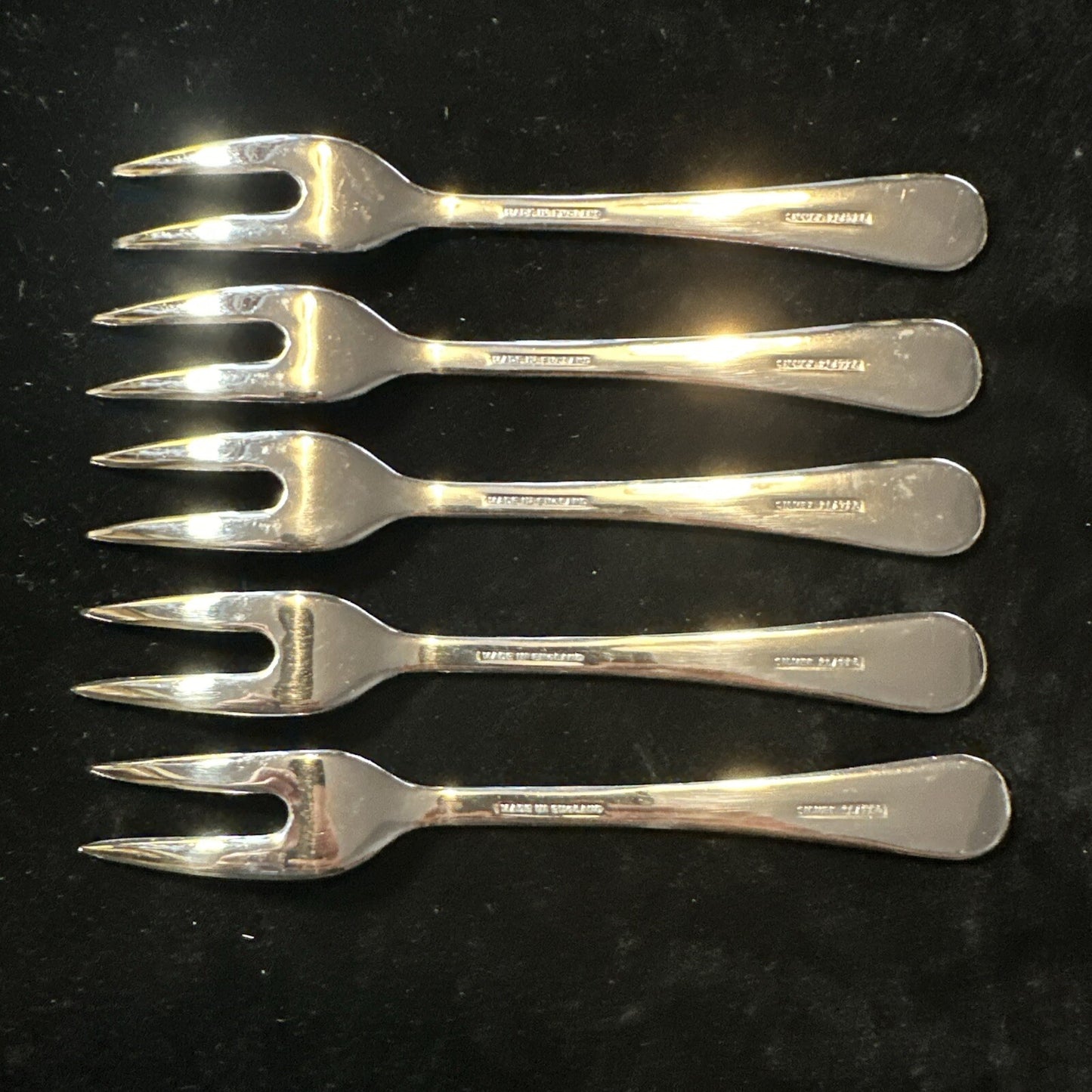 Antique Set of 5 Silver Plated Appetiser Forks