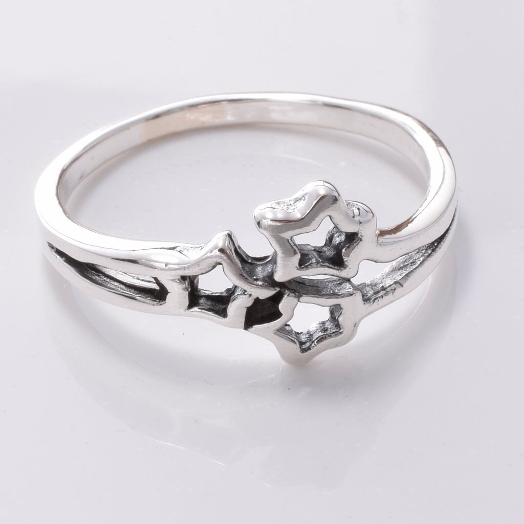 Brand New 925 Sterling Silver Triple Star Ring - Stylish, Unique Design