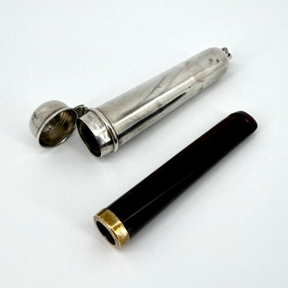 Antique Silver Cased Cheroot Holder – Birmingham 1919 – 18 R.G.P. – Edwardian