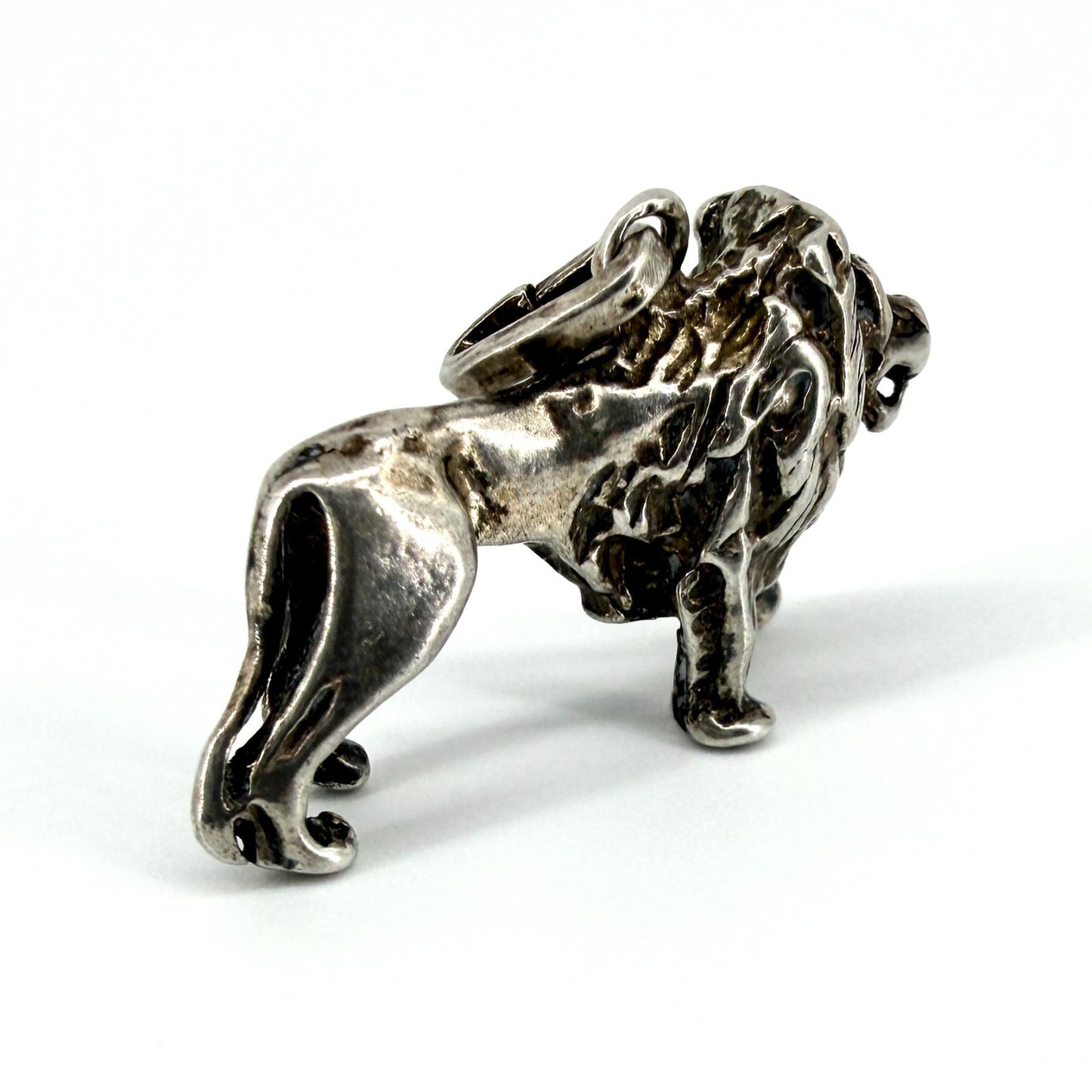 Antique Sterling Silver Lion Charm Pendant