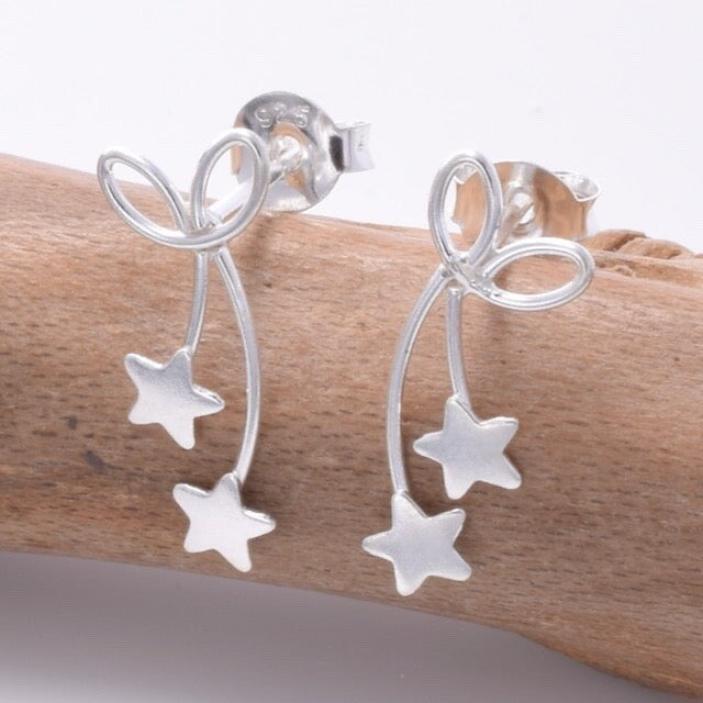 Brand New 925 Sterling Silver Shooting Star Stud Earrings