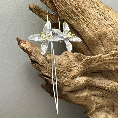 Elegant 925 Sterling Silver Handcrafted Flower Drop Earrings – Various Designs