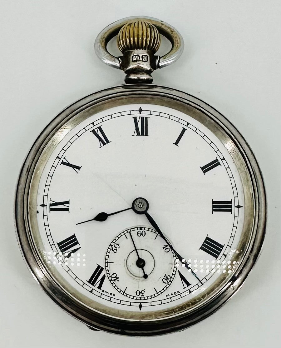 Antique Silver Dennison Cased Pocket Watch – 1939 Dublin Import Marks, 15 Jewels