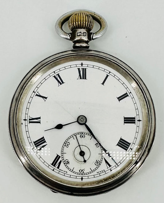 Antique Silver Dennison Cased Pocket Watch – 1939 Dublin Import Marks, 15 Jewels