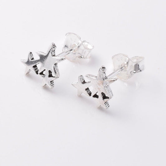 Brand New 925 Sterling Silver Triple Star Stud Earrings